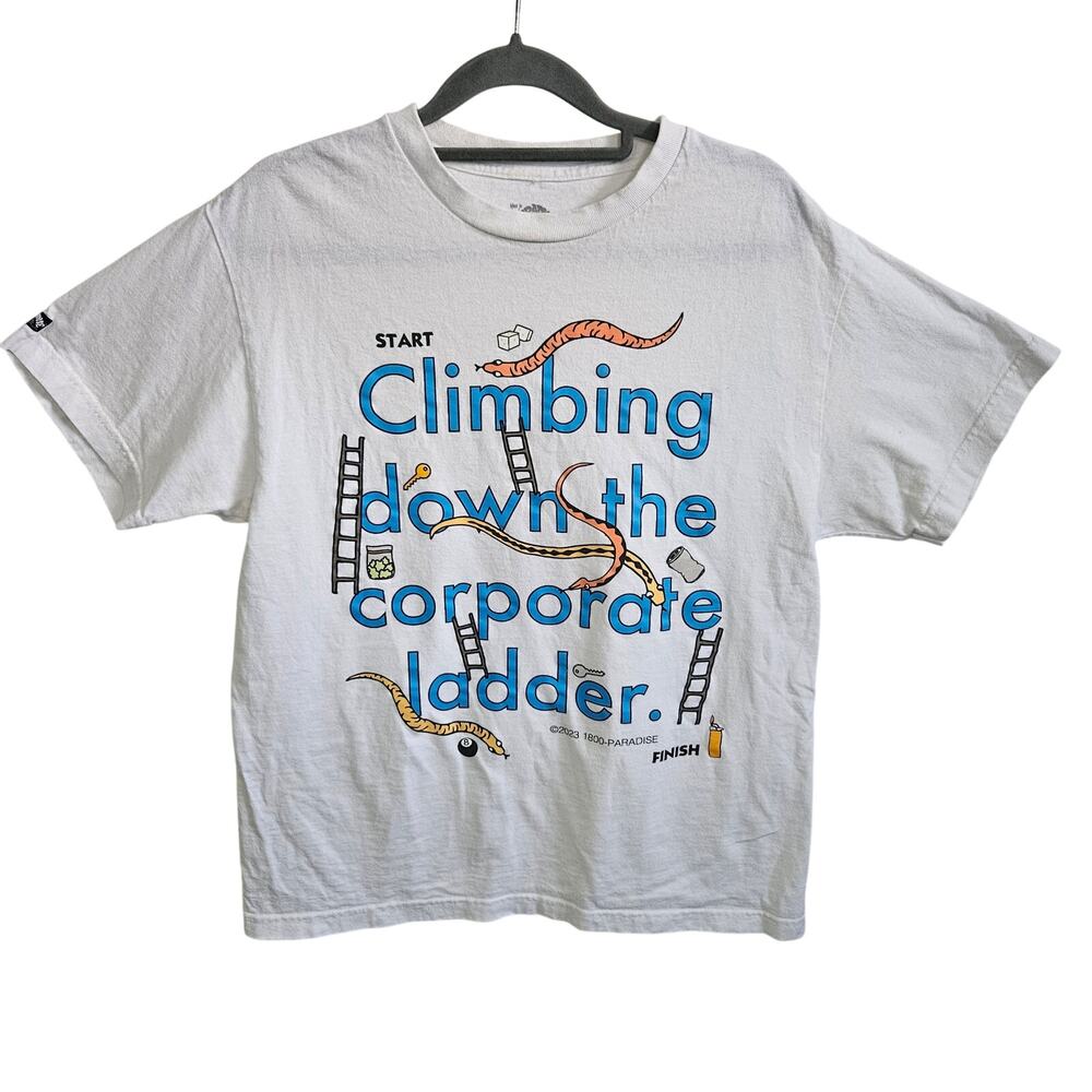 Paradise Size M Climbing Down The Corporate Ladder Tee Shirt White Cotton Funny